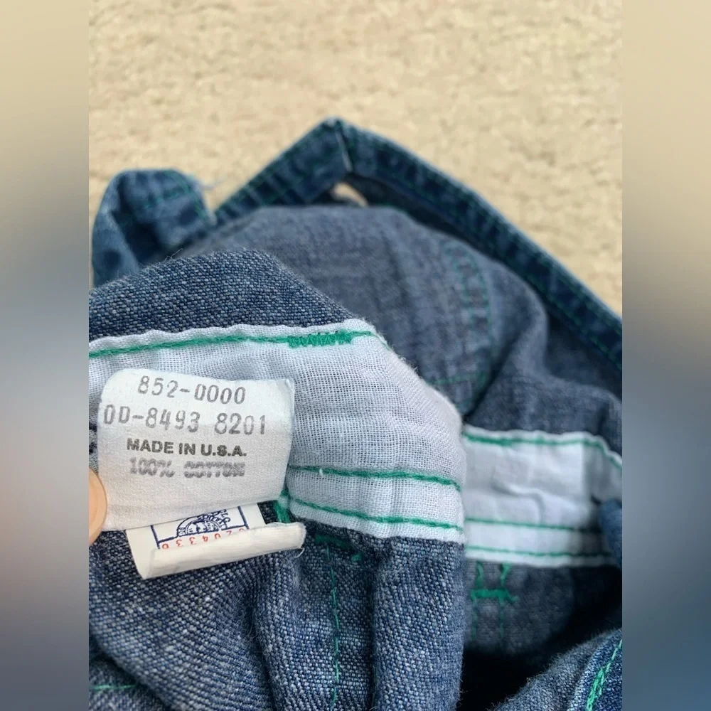 Vintage OshKosh Size 18 Months Denim Teddy Bear Corps Overalls